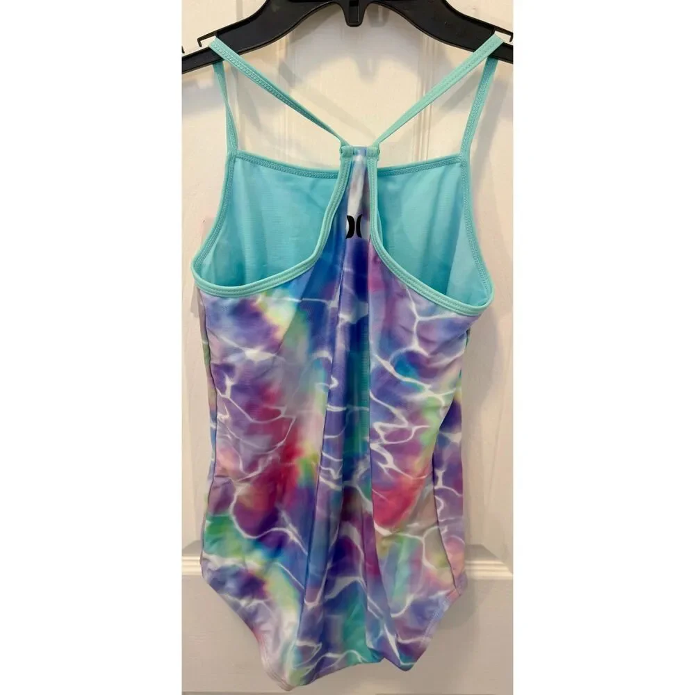 Hurley Girls 1 Piece Swim Suit Tie Dye Large 12/14 NWT